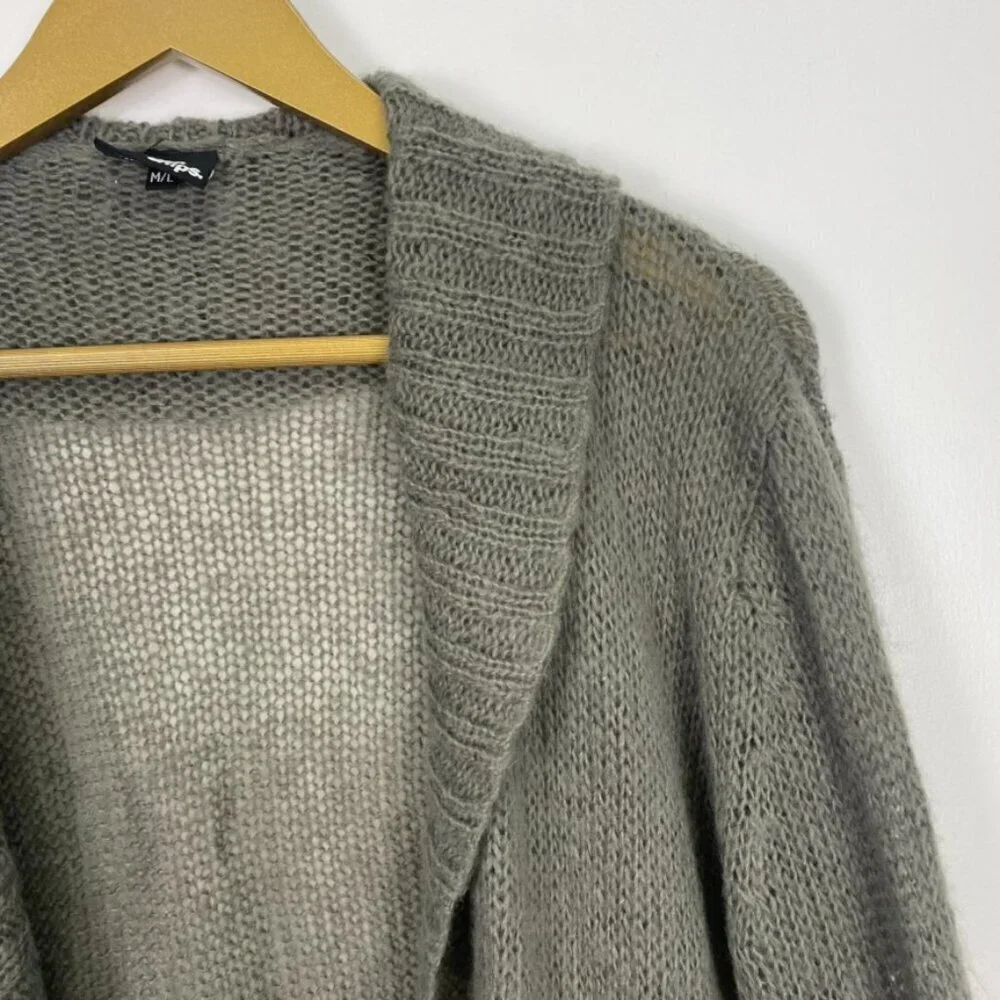 Wooden Ships Gray Mohair and Wool Blend Open Front Cardigan Sweater